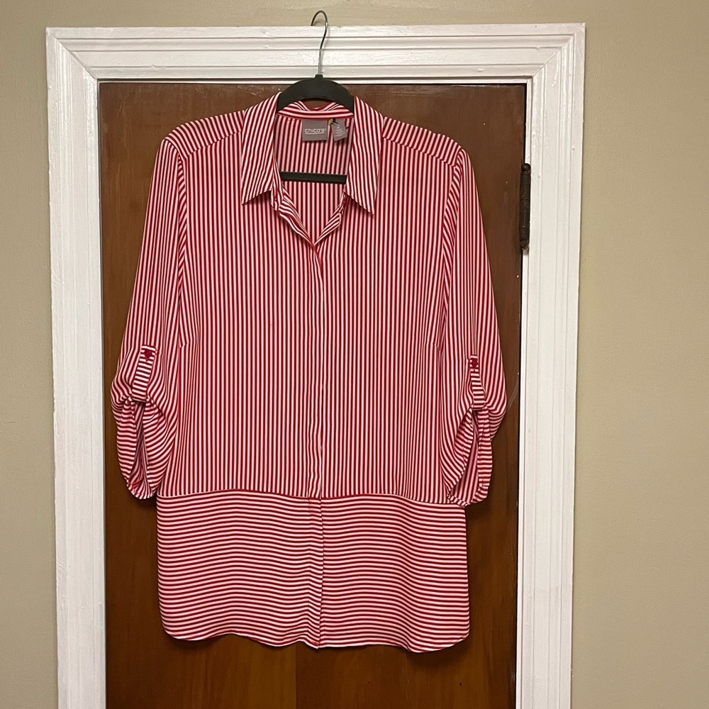 Chicos  Red and white womens Top Size 2